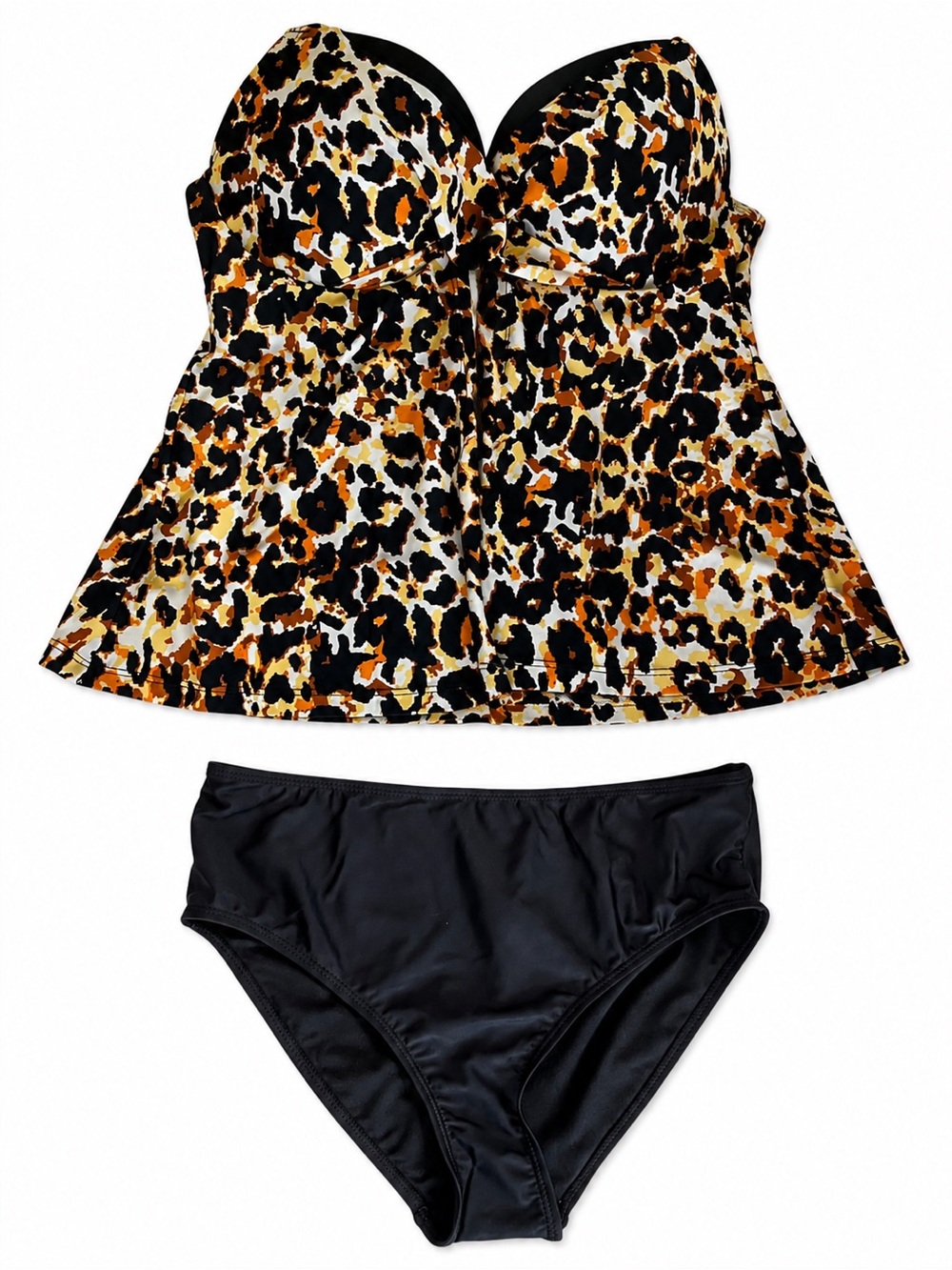 Fullfitall Leopard Print Tankini Swimsuit Size 12 2-Piece Underwire NWT